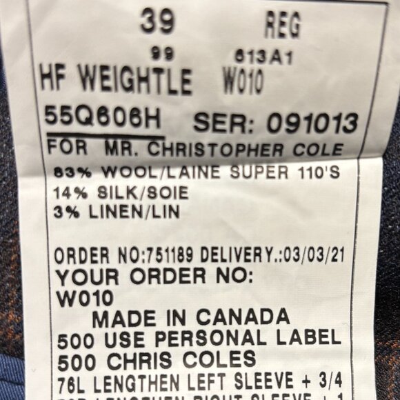 $1600 Hickey Freeman Wool Silk Linen Check Sport Coat / Blazer - 39 (38/40) - Picture 6 of 13